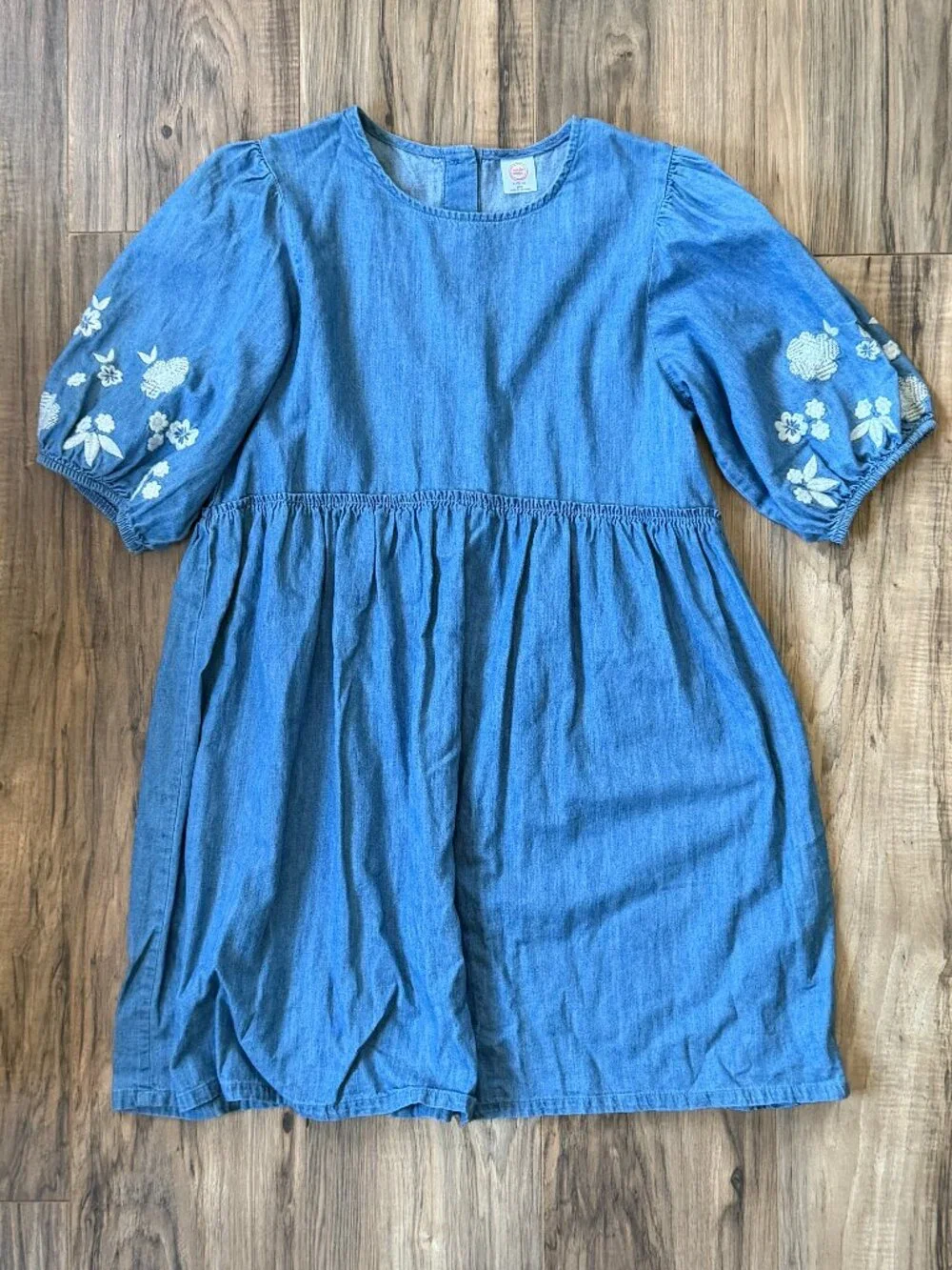 Wonder Nation Denim Dress with Embroidered Sleeves Girls' Size L